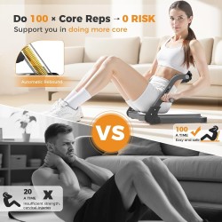 Máquina abdominal ajustable con 3 niveles de resistencia y manija auxiliar, ideal para entrenamiento en casa para todas las edad