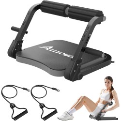 Máquina abdominal ajustable con 3 niveles de resistencia y manija auxiliar, ideal para entrenamiento en casa para todas las edad