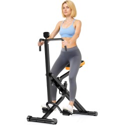 OWLSKY máquina de sentadillas y remo plegable con asiento ajustable y monitor LCD, 158 kg, ejercicio de bajo impacto en casa.