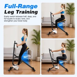 OWLSKY máquina de sentadillas y remo plegable con asiento ajustable y monitor LCD, 158 kg, ejercicio de bajo impacto en casa.