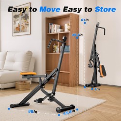 OWLSKY máquina de sentadillas y remo plegable con asiento ajustable y monitor LCD, 158 kg, ejercicio de bajo impacto en casa.