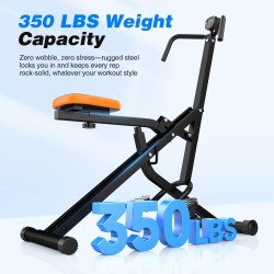 OWLSKY máquina de sentadillas y remo plegable con asiento ajustable y monitor LCD, 158 kg, ejercicio de bajo impacto en casa.