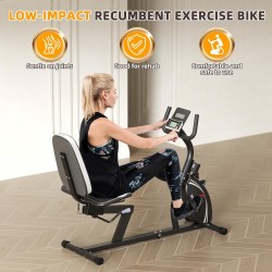 VANSWE bicicleta reclinada para adultos y seniors con resistencia magnética, sensor de pulso, Bluetooth y app para casa.