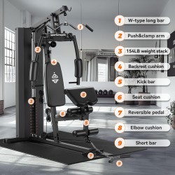 Sportsroyals gimnasio en casa con polea y pila de 154 lb, máquina de entrenamiento de fuerza para cuerpo completo.