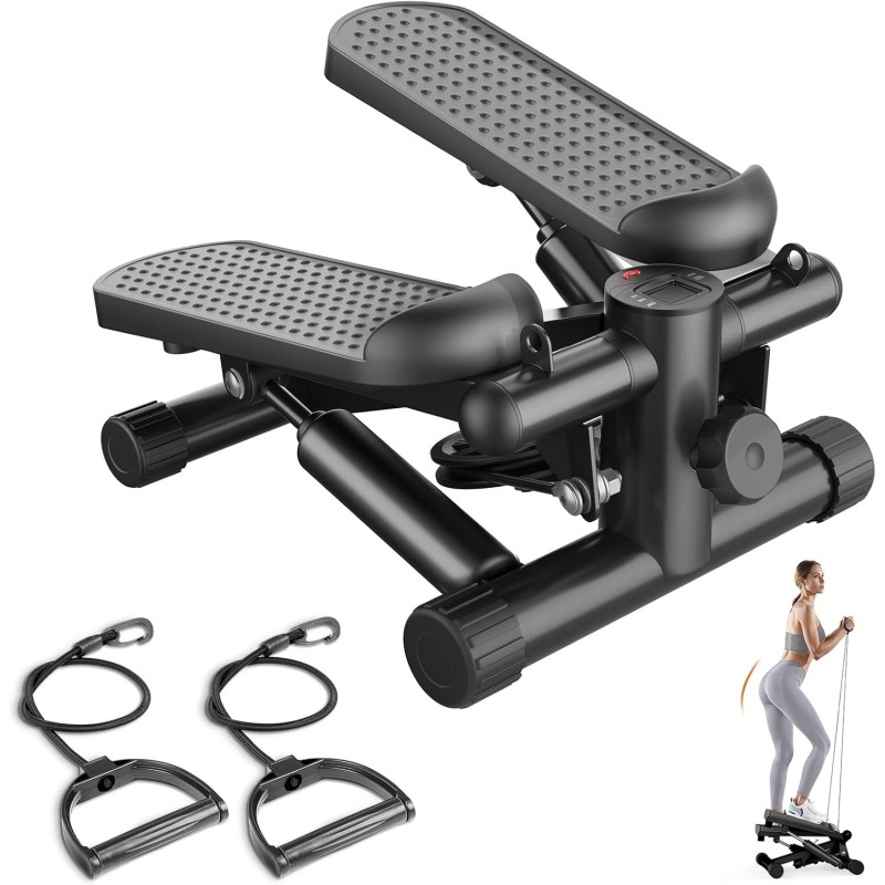 Sweetcrispy Mini steppers con bandas de resistencia para ejercicio en casa, máquina de giro portátil para entrenamiento de cuerp Sweetcrispy Mini steppers con bandas de resistencia para ejercicio en casa, máquina de giro portátil para entrenamiento de cuerp