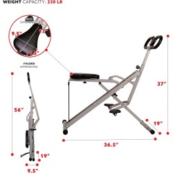Sunny Row-N-Ride: máquina de sentadillas plegable con resistencia ajustable para brazos, glúteos y piernas en casa.