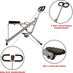 Sunny Row-N-Ride: máquina de sentadillas plegable con resistencia ajustable para brazos, glúteos y piernas en casa.