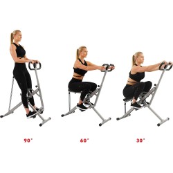 Sunny Row-N-Ride: máquina de sentadillas plegable con resistencia ajustable para brazos, glúteos y piernas en casa.