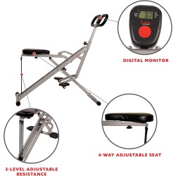 Sunny Row-N-Ride: máquina de sentadillas plegable con resistencia ajustable para brazos, glúteos y piernas en casa.