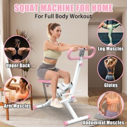 Máquina de sentadillas plegable para glúteos, piernas, abdomen y espalda, ideal para entrenamiento completo en casa.