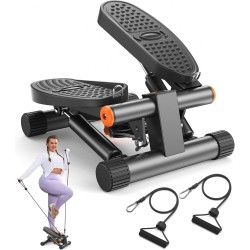Niceday mini stepper con bandas de resistencia y monitor LCD, 136 kg de capacidad, entrenamiento en casa paso a paso.