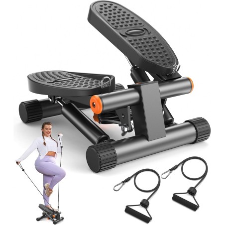 Niceday mini stepper con bandas de resistencia y monitor LCD, 136 kg de capacidad, entrenamiento en casa paso a paso.