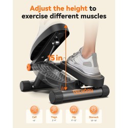 Niceday mini stepper con bandas de resistencia y monitor LCD, 136 kg de capacidad, entrenamiento en casa paso a paso.