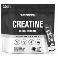 Paquetes de monohidrato de creatina Jacked Factory  suplemento diario creatina 0.18 onzas unisex apto para veganos 30 porciones