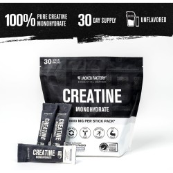 Paquetes de monohidrato de creatina Jacked Factory  suplemento diario creatina 0.18 onzas unisex apto para veganos 30 porciones