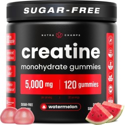 NutraChamps gomitas de creatina sin azúcar, 120 uds, apoya músculo, recuperación y rendimiento en hombres y mujeres.