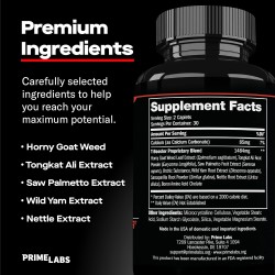 Potenciador de testosterona natural para hombres Prime Labs Prime Test Rendimiento y fuerza, 60 cápsulas