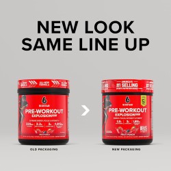 Six Star preentrenamiento Explosion 2.0, Fruit Punch, con beta-alanina y cafeína, 30 porciones para energía y rendimiento.