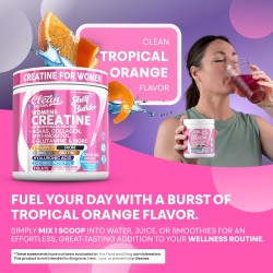 Creatina para mujer con BCAA, colágeno, biotina, ácido hialurónico, vitaminas y minerales. Rendimiento, belleza y digestión.