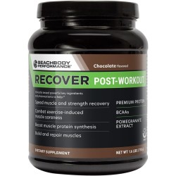 Suplemento post-entreno con proteína whey, BCAA y granada para recuperación muscular. Sabor chocolate.