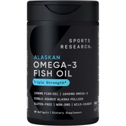 Sports Research Aceite de pescado Omega 3 de triple fuerza | Con omega 3 y libre de gluten