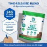 BioTrust Proteína: suero y caseína de vacas alimentadas con pasto. Sin gluten, soya, hormonas ni OMG. Sabor chocolate.