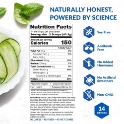 BioTrust Proteína: suero y caseína de vacas alimentadas con pasto. Sin gluten, soya, hormonas ni OMG. Sabor chocolate.