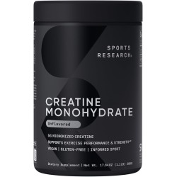 Sports Research Monohidrato de creatina | Mejora el rendimiento y recuperacion de entrenamiento.