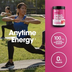 Optimum Nutrition Amino Energy: BCAA + cafeína natural de té y café verde. Energía y enfoque. Sabor sandía. 30 porciones.