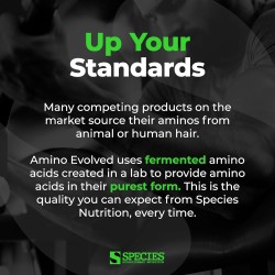 Species Amino Evolved: EAA y BCAA fermentados para recuperación y resistencia. Pre y post entrenamiento.