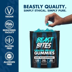 BEAST BITES - Gomitas de creatina | Gomitas de creatina con sabor a  frambuesa azul