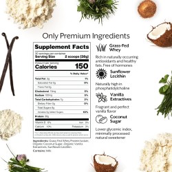 Promix Proteína de suero natural, alimentado con pasto. Sabor vainilla. Ideal para batidos, post-entreno y repostería.