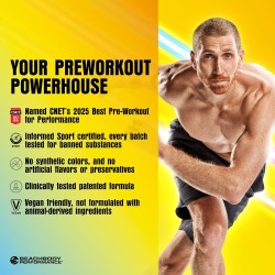 BODi Energize: pre-entreno con beta-alanina, quercetina y cafeína. Mejora energía, enfoque y resistencia. Sabor ponche.