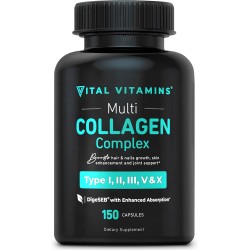 Vital Vitamins - Píldoras de colágeno múltiple | Antienvejecimiento y alimentado con pasturas