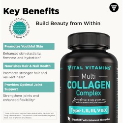 Vital Vitamins - Píldoras de colágeno múltiple | Antienvejecimiento y alimentado con pasturas