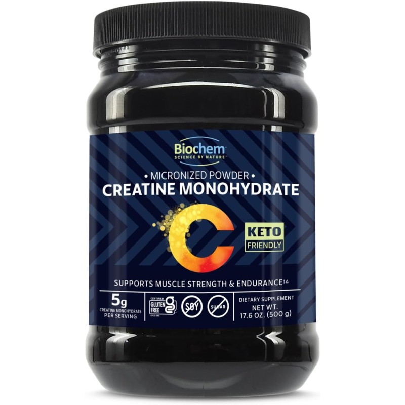 Biochem Fuerza muscular y apoyo de resistencia Monohidrato de creatina micronizada en polvo Fórmula limpia y vegana 100 porcione Biochem Fuerza muscular y apoyo de resistencia Monohidrato de creatina micronizada en polvo Fórmula limpia y vegana 100 porcione