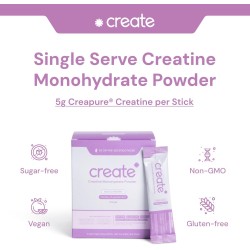 Monohidrato Create de creatina en polvo de una sola porción – 0.18 oz de creatina Creapure Sin azúcar, vegano, sin OMG