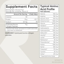 Péptidos de colágeno Sports Research unisex sin sabor, 16 oz., suplemento proteico de colágeno hidrolizado tipo 1 y 3 para piel,