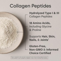 Péptidos de colágeno Sports Research unisex sin sabor, 16 oz., suplemento proteico de colágeno hidrolizado tipo 1 y 3 para piel,