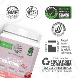 Sunwarrior Creatina para mujeres monohidrato polvo micronizado pre entrenamiento suplemento de recuperación apoyo muscular