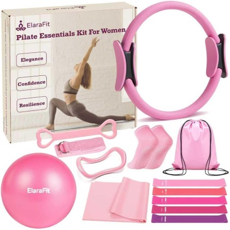 Set pilates de Inicio con Elementos Esenciales de Fitness y Tonificación Compactos, Accesorios