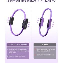 Juego de aros de pilates LIONSCOOL: círculo mágico antideformación de 14 pulgadas con asas acolchadas