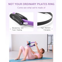 Juego de aros de pilates LIONSCOOL: círculo mágico antideformación de 14 pulgadas con asas acolchadas