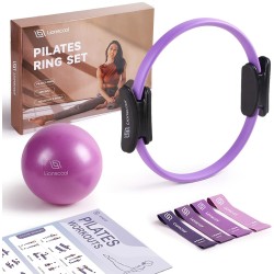 Juego de aros de pilates LIONSCOOL: círculo mágico antideformación de 14 pulgadas con asas acolchadas