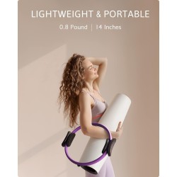 Juego de aros de pilates LIONSCOOL: círculo mágico antideformación de 14 pulgadas con asas acolchadas