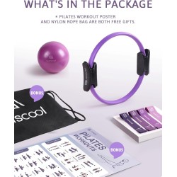 Juego de aros de pilates LIONSCOOL: círculo mágico antideformación de 14 pulgadas con asas acolchadas