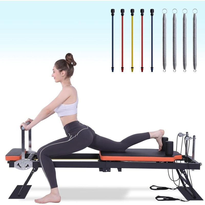 Reformador de pilates, máquina y equipo de pilates plegable Dpiolrcag para uso doméstico y entrenamiento de gimnasio
