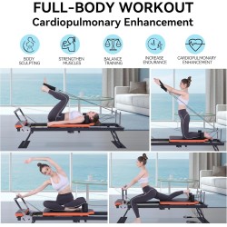 Reformador de pilates, máquina y equipo de pilates plegable Dpiolrcag para uso doméstico y entrenamiento de gimnasio