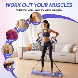 Tabla de pilates plegable con pantalla digital, reformador de pilates portátil 6 en 1 para el hogar y el gimnasio