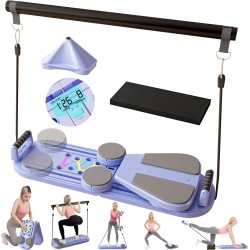 Tabla de pilates plegable con pantalla digital, reformador de pilates portátil 6 en 1 para el hogar y el gimnasio